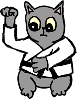 Neko with his fist up to the side